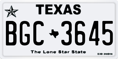 TX license plate BGC3645