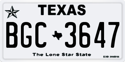 TX license plate BGC3647