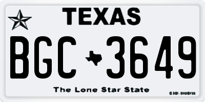 TX license plate BGC3649