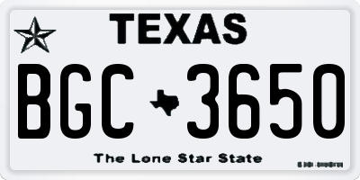 TX license plate BGC3650