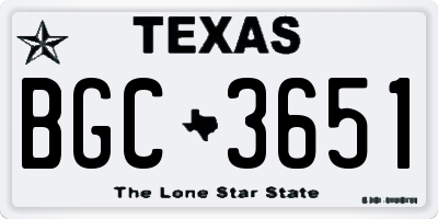 TX license plate BGC3651