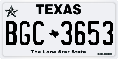 TX license plate BGC3653