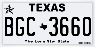 TX license plate BGC3660