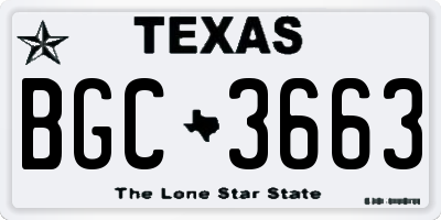 TX license plate BGC3663