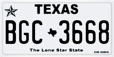 TX license plate BGC3668