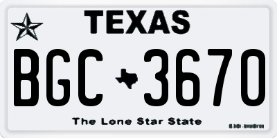 TX license plate BGC3670