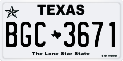 TX license plate BGC3671