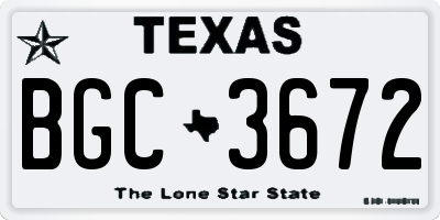 TX license plate BGC3672