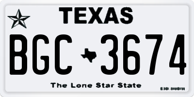 TX license plate BGC3674