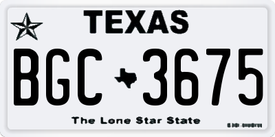TX license plate BGC3675