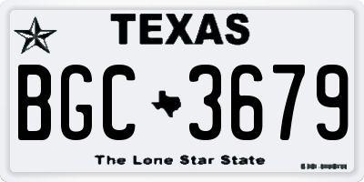 TX license plate BGC3679