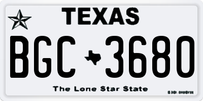 TX license plate BGC3680