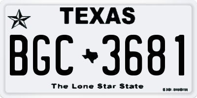 TX license plate BGC3681