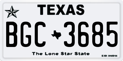 TX license plate BGC3685