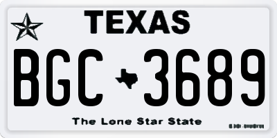 TX license plate BGC3689
