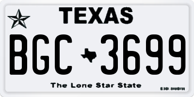 TX license plate BGC3699
