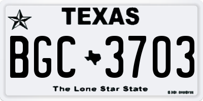 TX license plate BGC3703