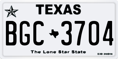 TX license plate BGC3704