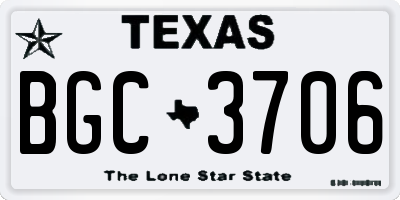 TX license plate BGC3706