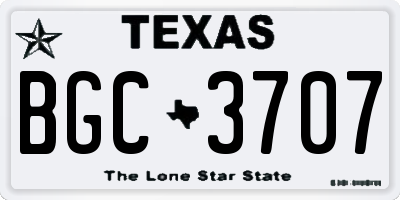 TX license plate BGC3707