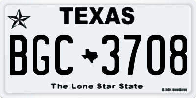 TX license plate BGC3708