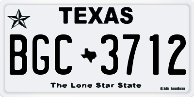 TX license plate BGC3712