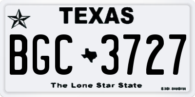 TX license plate BGC3727