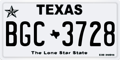 TX license plate BGC3728