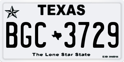 TX license plate BGC3729
