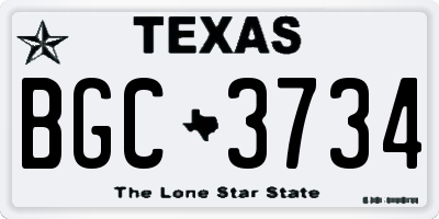 TX license plate BGC3734