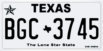 TX license plate BGC3745