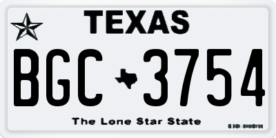 TX license plate BGC3754