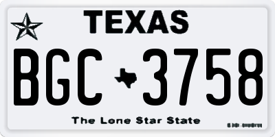 TX license plate BGC3758