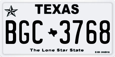 TX license plate BGC3768