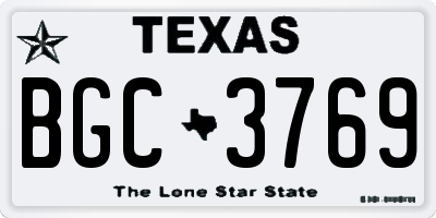 TX license plate BGC3769