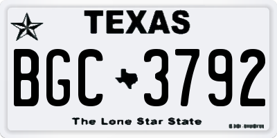 TX license plate BGC3792