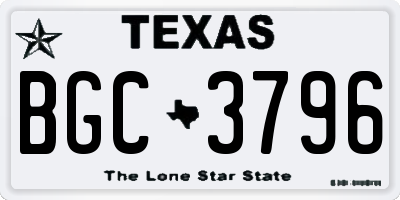 TX license plate BGC3796