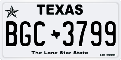 TX license plate BGC3799