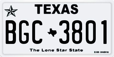 TX license plate BGC3801