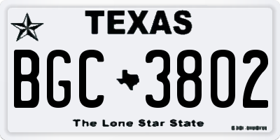 TX license plate BGC3802