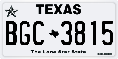 TX license plate BGC3815