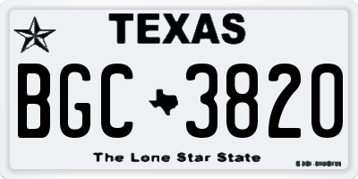 TX license plate BGC3820