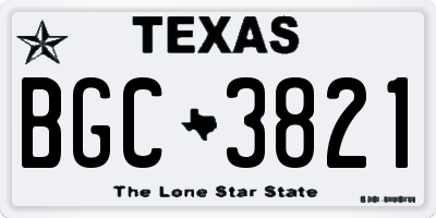 TX license plate BGC3821