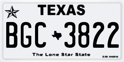 TX license plate BGC3822