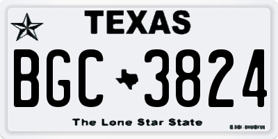 TX license plate BGC3824