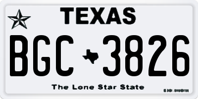 TX license plate BGC3826