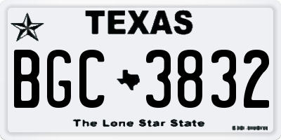 TX license plate BGC3832