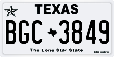 TX license plate BGC3849