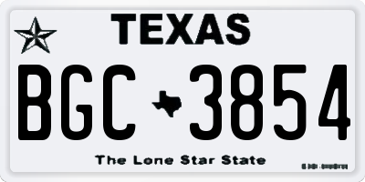 TX license plate BGC3854
