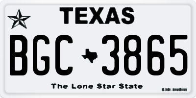 TX license plate BGC3865